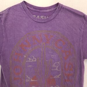 Johnny Cash Band Crew Neck Graphic T Shirt Womens Size Small S Purple